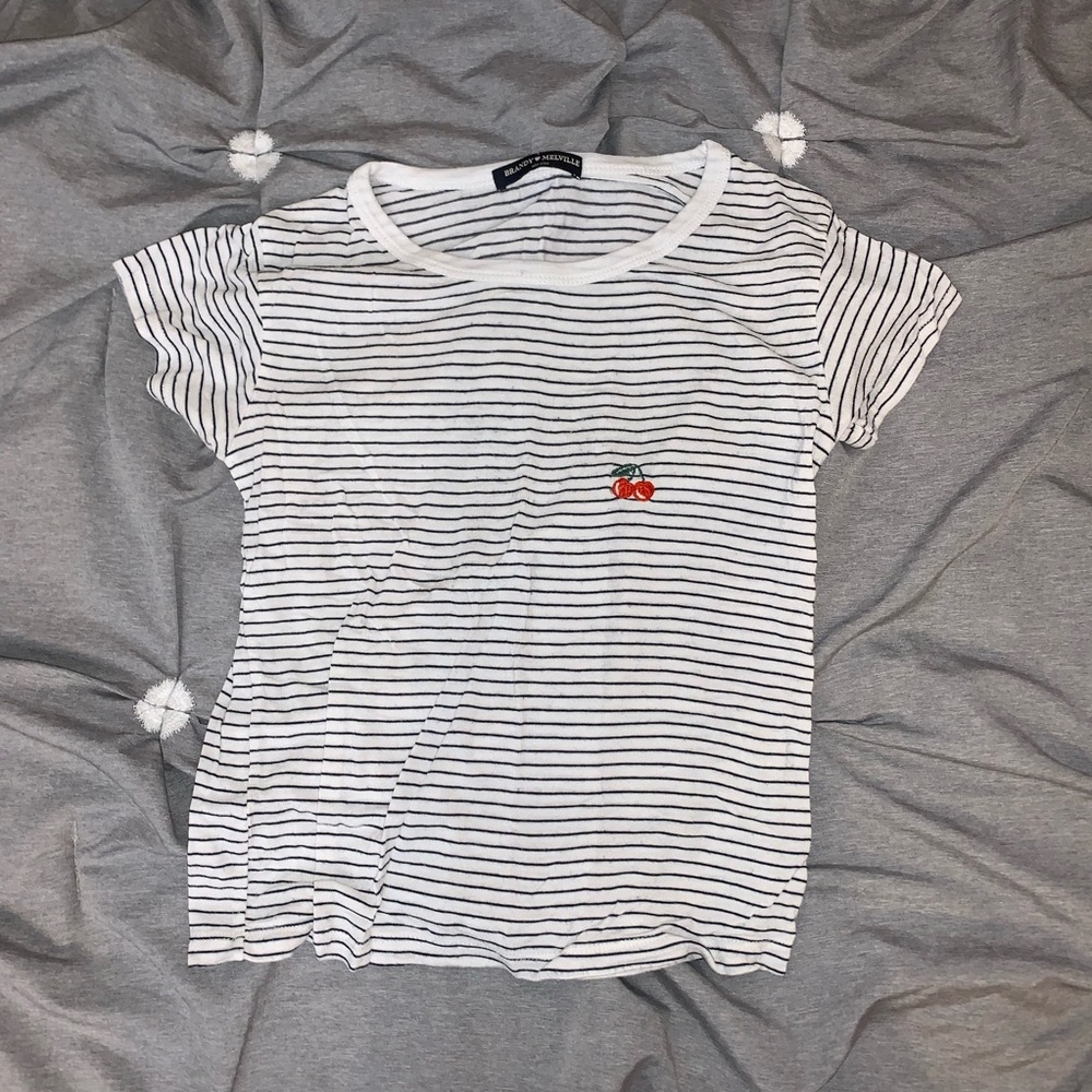 Brandy Melville cherry stripe shirt